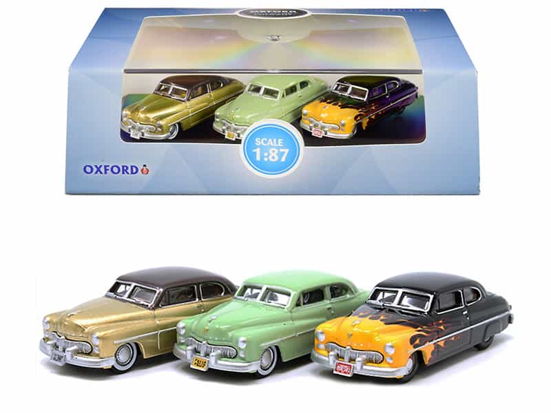 1949 Mercury Set Of 3 Cars "70Th Anniversary" 1/87 (Ho) Scale Diecast Model Cars By Oxford Diecast