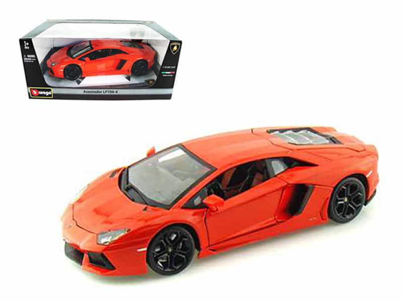 2012 Lamborghini Aventador Lp700-4 Orange 1/18 Diecast Model Car By Bburago