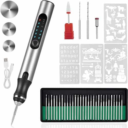 Imountek Electric Engraving Pen With 33Pcs Burr Bits 5Pcs Stencils 3 Gears Speed Rechargeable Cordless Professional Engraver Etching Machine For Jewelry Glass