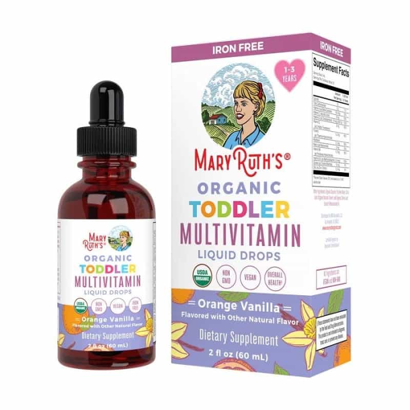 Maryruth's Orange Vanilla Organic Toddler Multivitamin Iron Free Liquid Drops 2 Fl. Oz