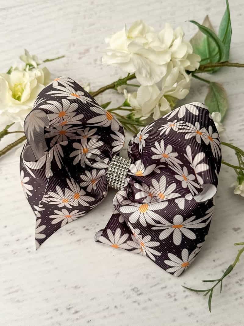Daisies & Dots Texas Size Rhinestone Centered Hair Bow