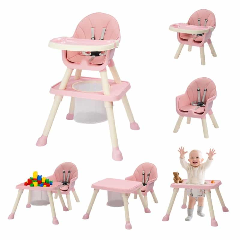 Joymor 7 In 1 Convertible High Chair 5-Point Harness With Tray & Storage
