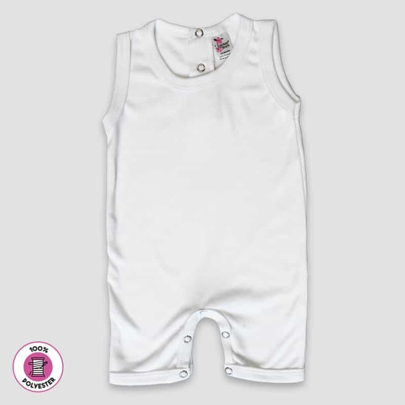 Baby Sleeveless Romper – 100% Polyester – White