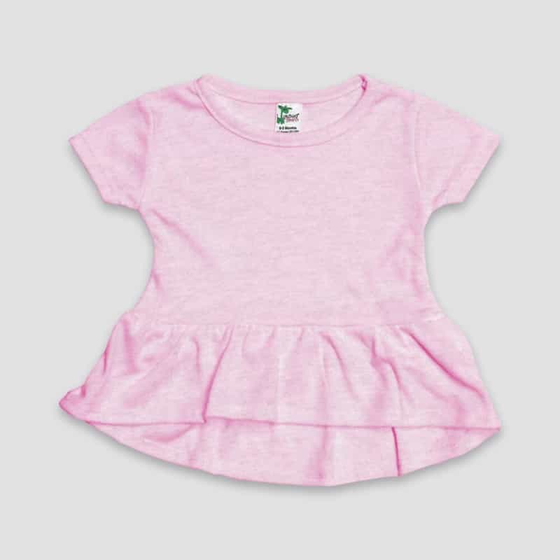 Luxe Baby Girls Short Sleeve Peplum Tops – Pink – Polyester-Cotton Blend