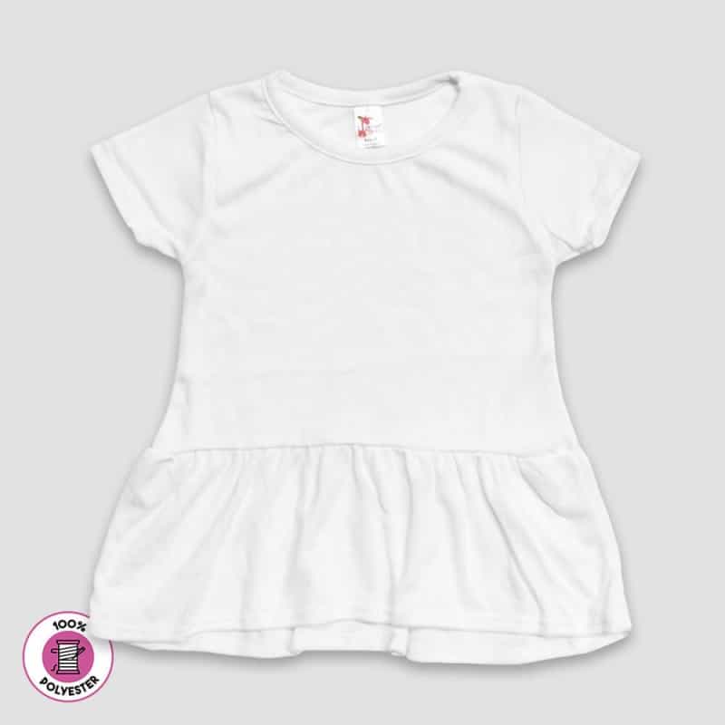 Toddler Girls’ Short Sleeve Peplum Top – White – 100% Polyester