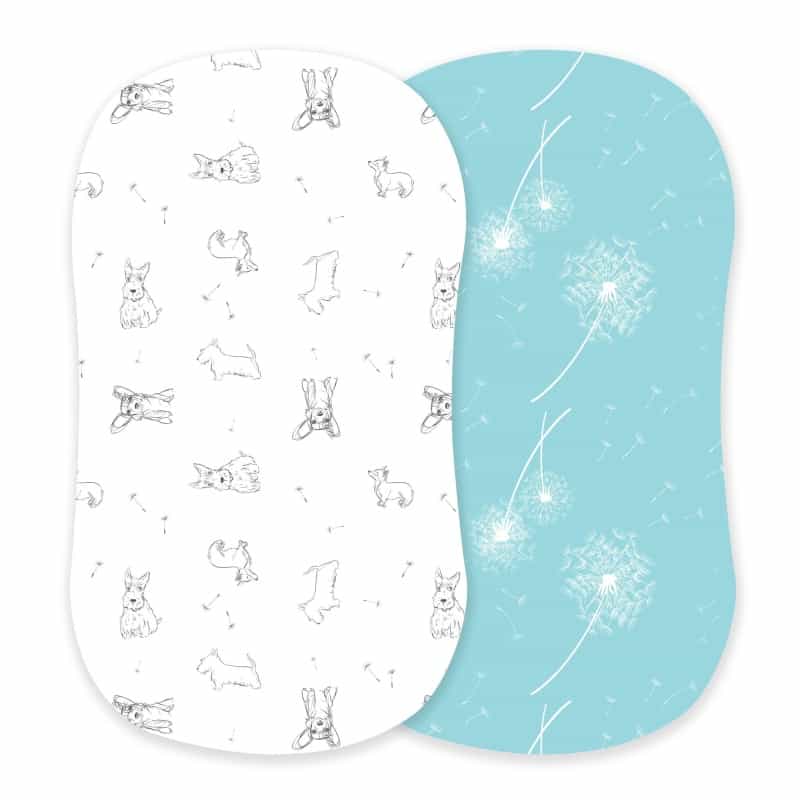 Corgi And Dandelion Seeds Bamboo Changing Pad Cover/Bassinet Sheets