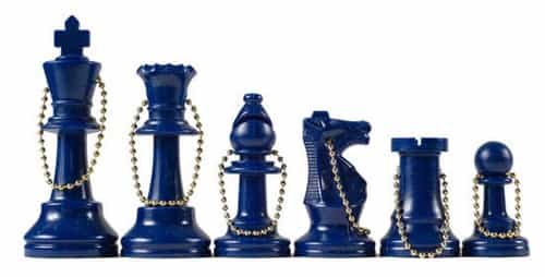 Chess Pieces Keychain Set - Dark Blue