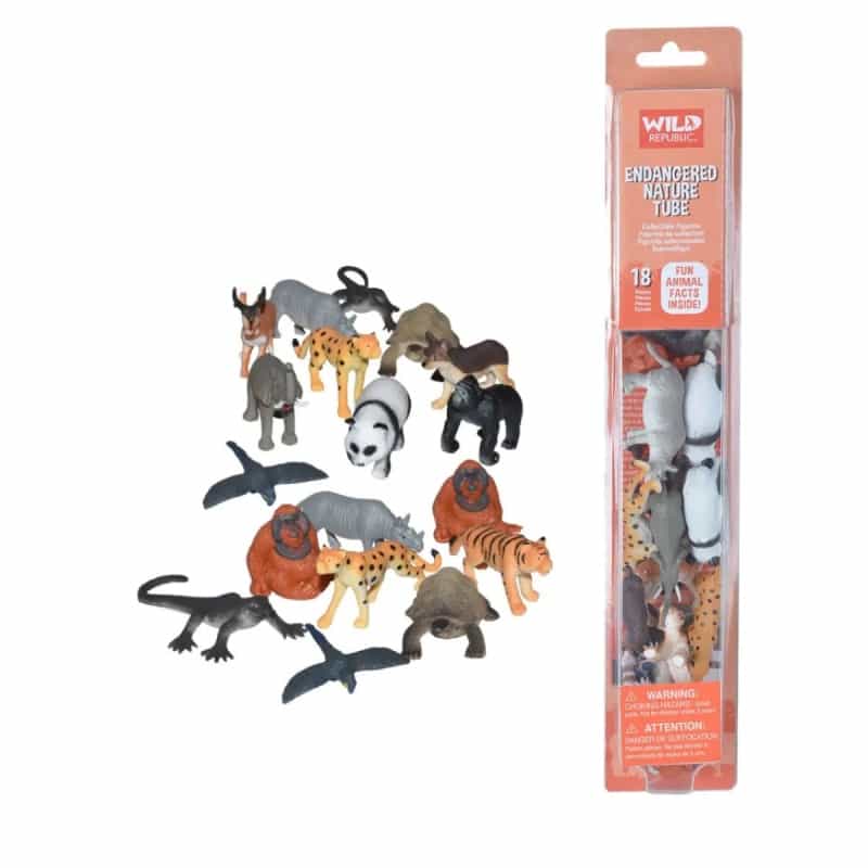 Nature Tube Endangered Animals Figurines - 13"