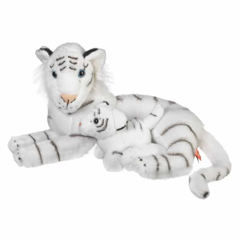 Mom & Baby White Tiger Stuffed Animal - 12"