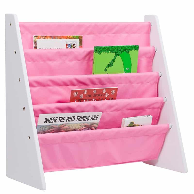 Sling Book Shelf - White W/ Pink