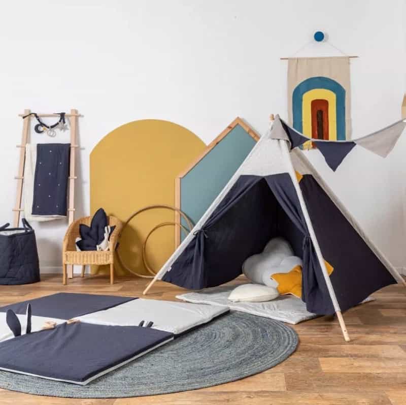Authentic Teepee Play Tent Muslin Blue