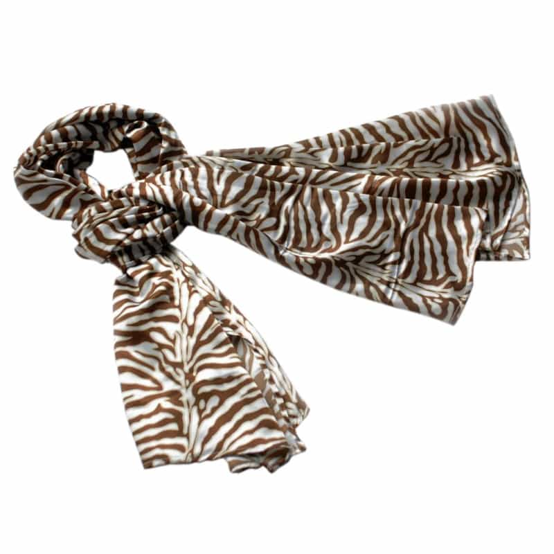 -Blancho Brown Funky Zebra Animal Pattern Super Soft Silk Scarf/Wrap/Shawl