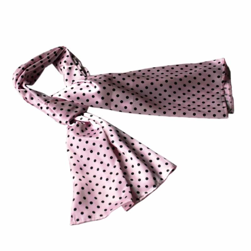 -Blancho Pink Background Small Cute Black Dot Design Soft Silk Scarf/Wrap/Shawl