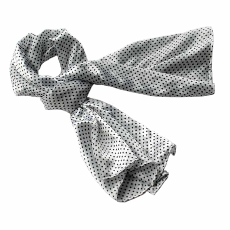 -Blancho White Background Small Cute Black Dot Design Soft Silk Scarf/Wrap/Shawl