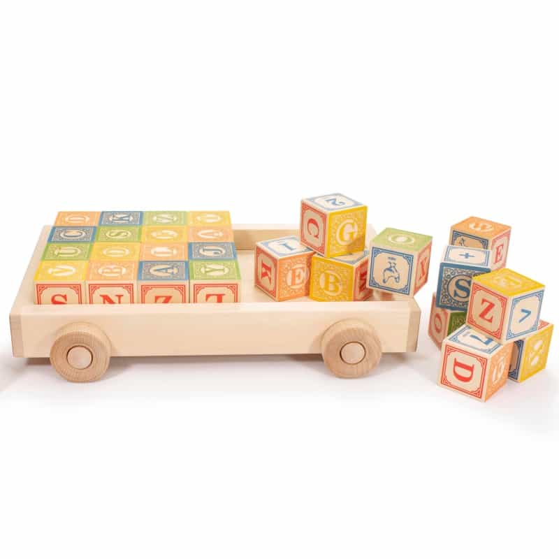 Classic Wooden Alphabet Blocks With Wagon