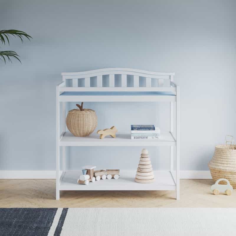 Arch Top Baby Changing Table, Matte White