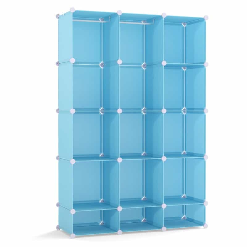 Modular Baby Wardrobe With 13 Cubes And Hanging Rod And Shelves Stackable