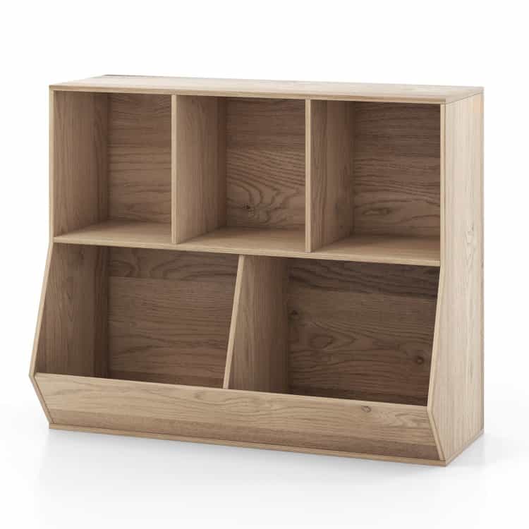 5-Cube Wooden Kids Toy Storage Organizer With Anti-Tipping Kits