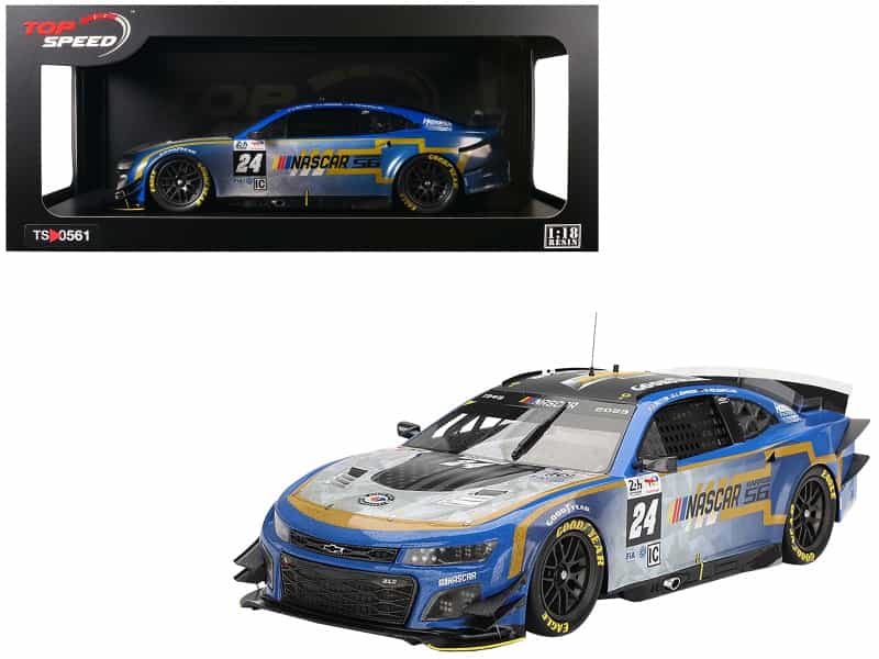 Chevrolet Camaro Zl1 #24 Jenson Button - Jimmie Johnson - Mike Rockenfeller (Post-Race Weathered Version) "Hendrick Motorsports - Nascar Next Gen Garage 56" Innovative "24 Hours Of Le Mans" (2023) 1/18 Model Car By Top Speed