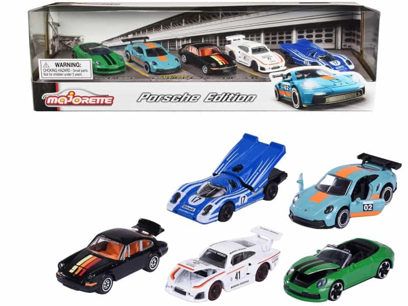 Porsche Edition (2023) 5 Piece Set 1/64 Diecast Model Cars By Majorette