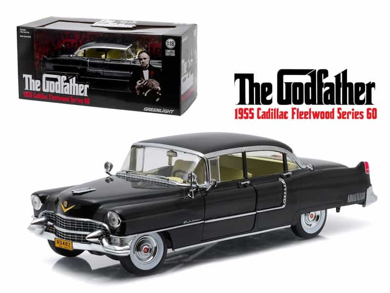 1955 Cadillac Fleetwood Series 60 Special Black "The Godfather" (1972) Movie 1/18 Diecast Model Car By Greenlight