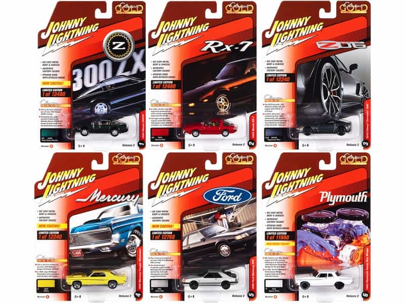 "Classic Gold Collection" 2022 Set B Of 6 Cars Release 2 1/64 Diecast Model Cars By Johnny Lightning