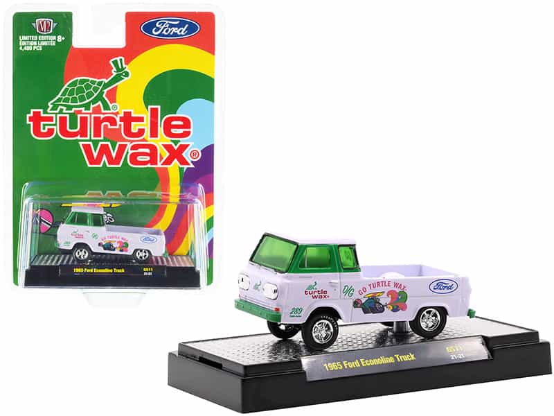 1965 Ford Econoline Pickup Truck "Turtle Wax" White And Green Limited Edition To 4400 Pieces Worldwide 1/64 Diecast Model Car By M2 Machines