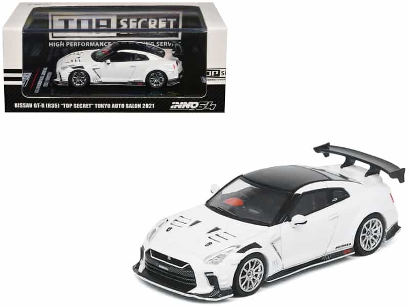 Nissan Gt-R (R35) "Top Secret" Rhd (Right Hand Drive) White With Black Top "Tokyo Auto Salon 2021" 1/64 Diecast Model Car By Inno Models