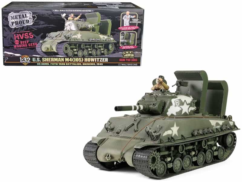 Sherman M4 (105) Howitzer Medium Tank "Us Army 711Th Tank Battalion Okinawa" (1945) "Engine Plus" Series 1/32 Diecast Model By Metal Proud