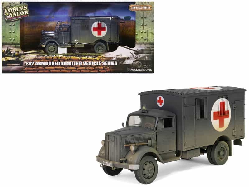 Opel-Blitz Kfz.305 Ambulance Gray (Weathered) "German Army" "Armoured Fighting Vehicle" Series 1/32 Diecast Model By Forces Of Valor