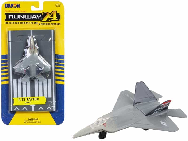 Lockheed Martin F-22 Raptor Stealth Aircraft Gray "United States Air Force Yf-22" With Runway Section Diecast Model Airplane By Runway24