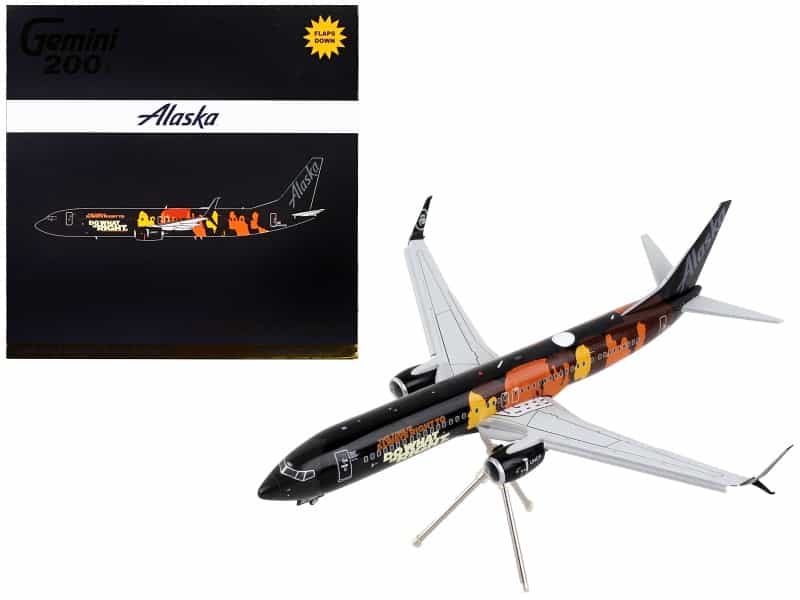 Boeing 737-900Er Commercial Aircraft With Flaps Down "Alaska Airlines - Our Commitment" Black With Graphics "Gemini 200" Series 1/200 Diecast Model Airplane By Geminijets