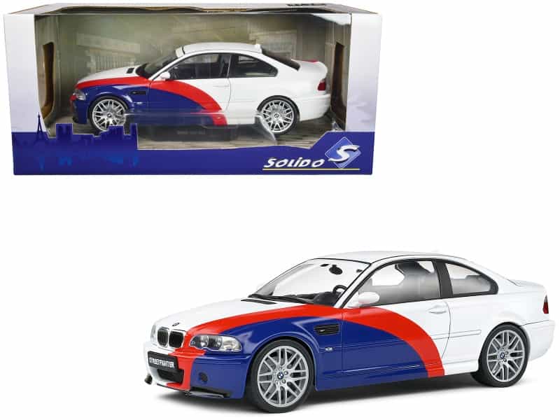 2000 Bmw E46 M3 "Streetfighter" White With Blue And Red Graphics 1/18 Diecast Model Car By Solido