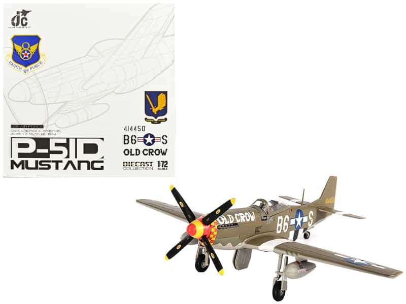 North American P-51D Mustang Fighter Aircraft "Captain Clarence E. Anderson 363Rd Fs 357Th Fg Old Crow" (1944) United States Air Force 1/72 Diecast Model By Jc Wings