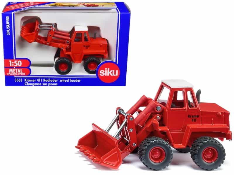 Kramer 411 Wheel Loader Red With White Top 1/50 Diecast Model By Siku