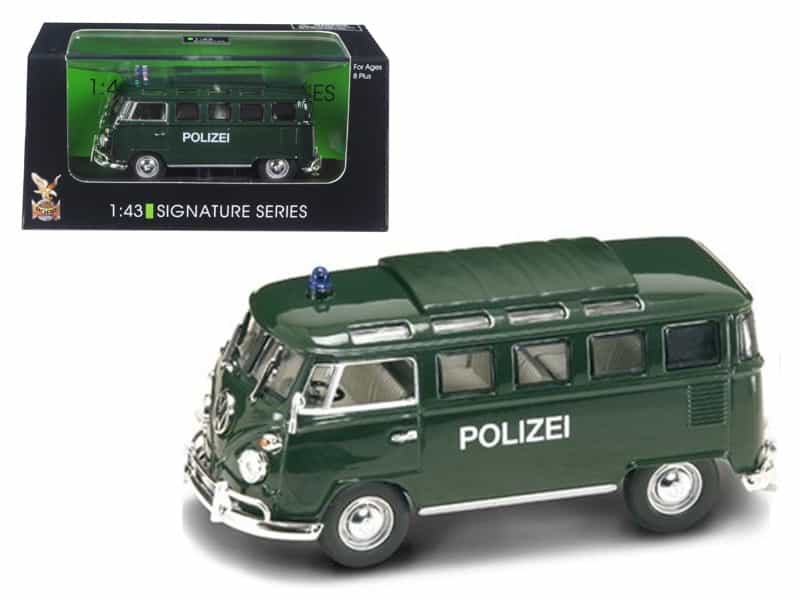 1962 Volkswagen Microbus Police Green 1/43 Diecast Car Model By Road Signature