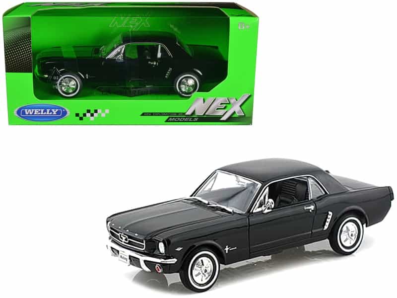 1964 1/2 Ford Mustang Coupe Hard Top Black 1/24 Diecast Model Car By Welly