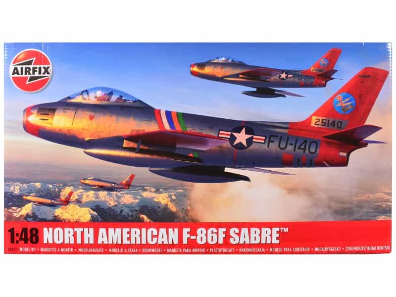Level 2 Model Kit North American F-86F Sabre Aircraft With 2 Scheme Options 1/48 Plastic Model Kit By Airfix