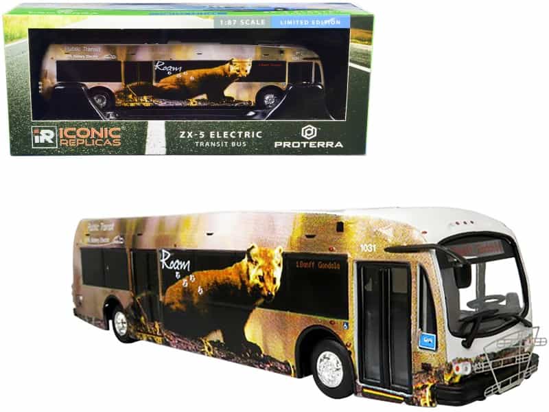 Proterra Zx5 Electric Transit Bus "Roam Transit" "1 Banff Gondola" 1/87 (Ho) Diecast Model By Iconic Replicas