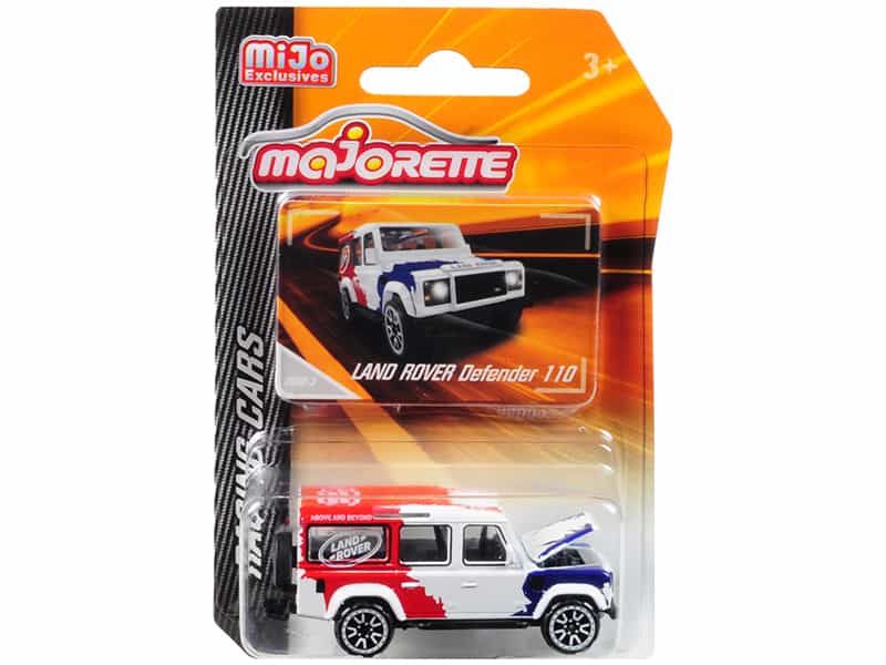 Land Rover Defender 110 White/Red/Blue "Above And Beyond" "Racing Cars" 1/60 Diecast Model Car By Majorette