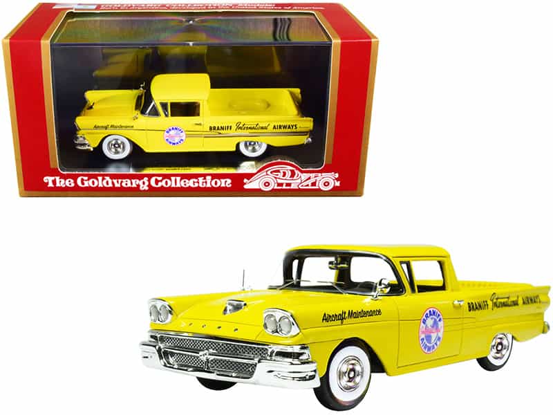 1958 Ford Ranchero Aircraft Maintenance Car Yellow "Braniff International Airways" Limited Edition To 125 Pieces Worldwide 1/43 Model Car By Goldvarg Collection