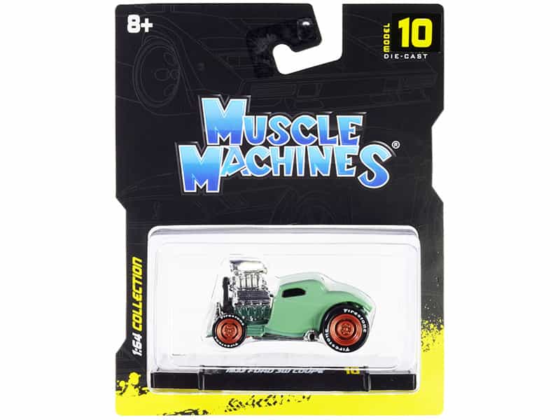 1933 Ford 3W Coupe Light Green 1/64 Diecast Model Car By Muscle Machines