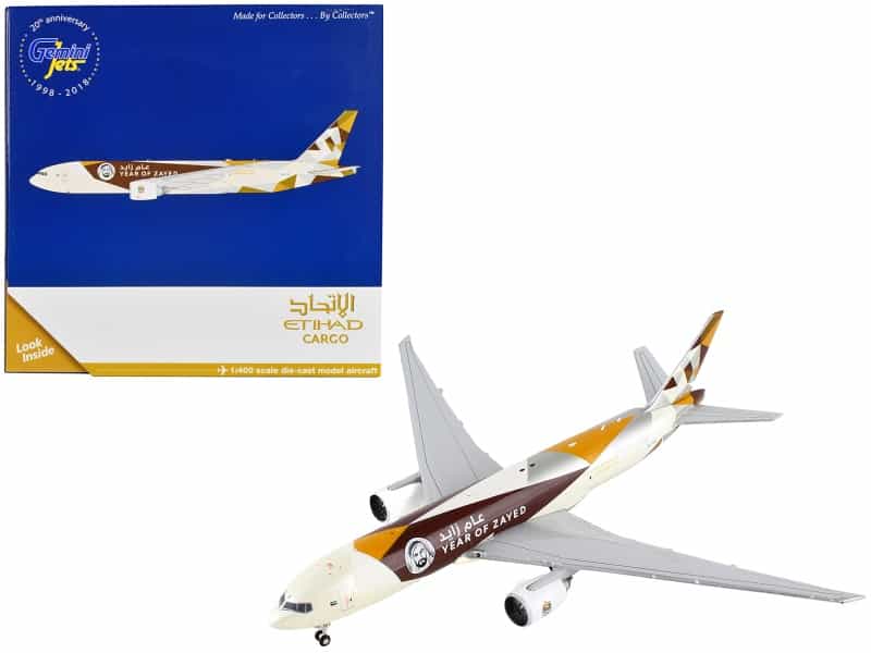 Boeing 777F Commercial Aircraft "Etihad Cargo - Year Of Zayed" White With Graphics 1/400 Diecast Model Airplane By Geminijets