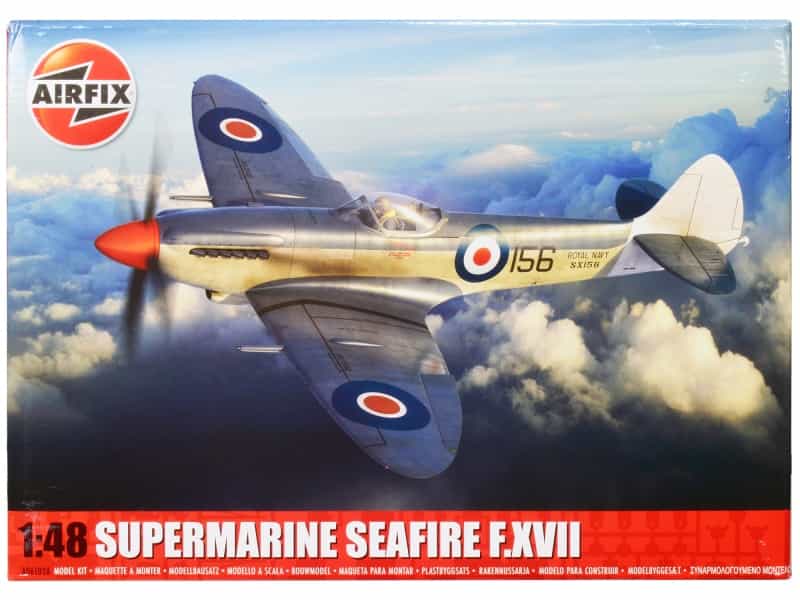Level 3 Model Kit Supermarine Seafire F.Xvii Fighter Aircraft With 3 Scheme Options 1/48 Plastic Model Kit By Airfix