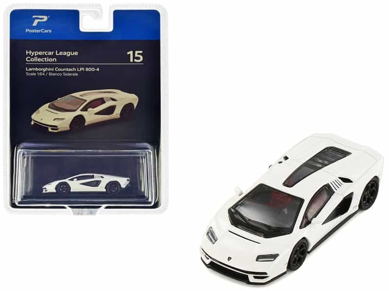 Lamborghini Countach Lpi 800-4 Bianco Siderale White "Hypercar League Collection" 1/64 Diecast Model Car By Postercars