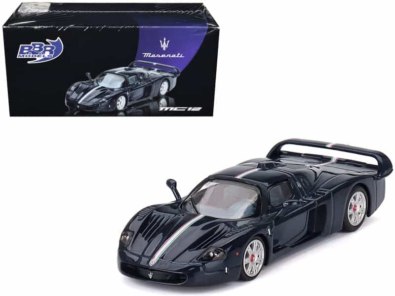 Maserati Mc12 Stradale Blue Metallic With White Stripe 1/64 Diecast Model Car By Bbr