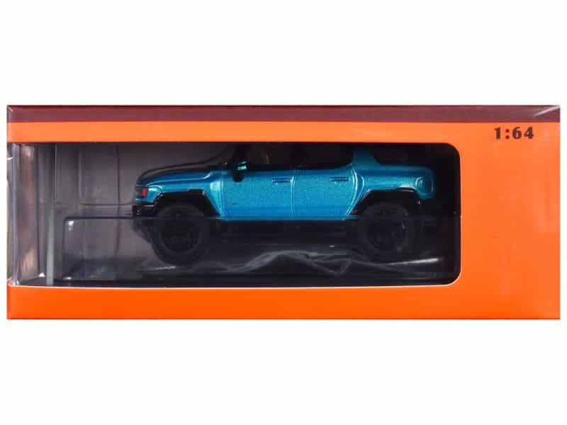 2023 Gmc Hummer Ev Suv Blue Metallic With Black Top 1/64 Diecast Model Car By Gcd