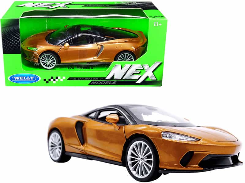 Mclaren Gt Gold Metallic With Black Top "Nex Models" 1/24 Diecast Model Car By Welly