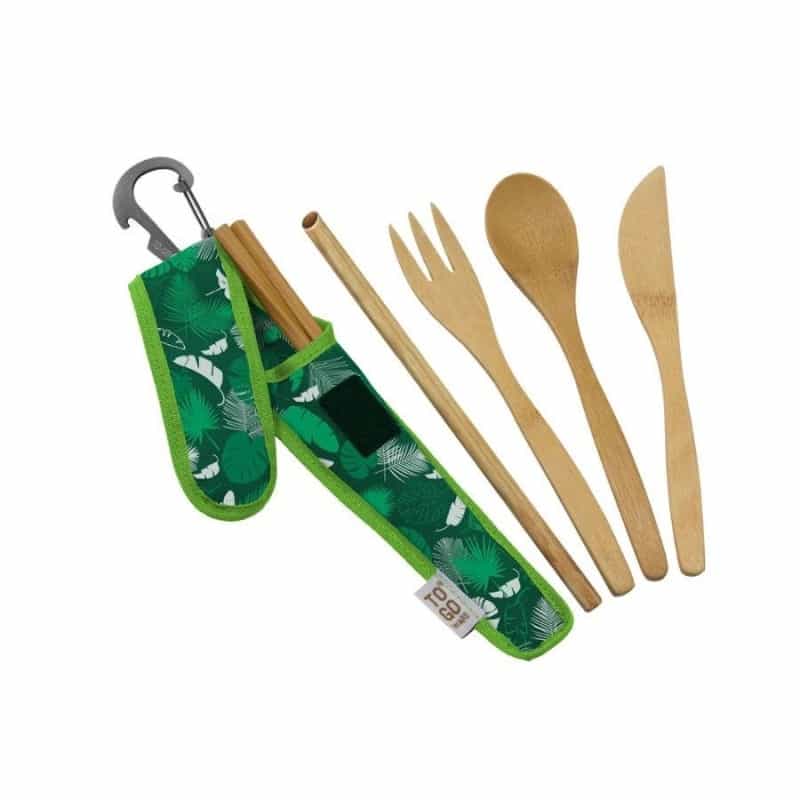 To-Go Ware Premium Utensil Set, Green Tropics Print