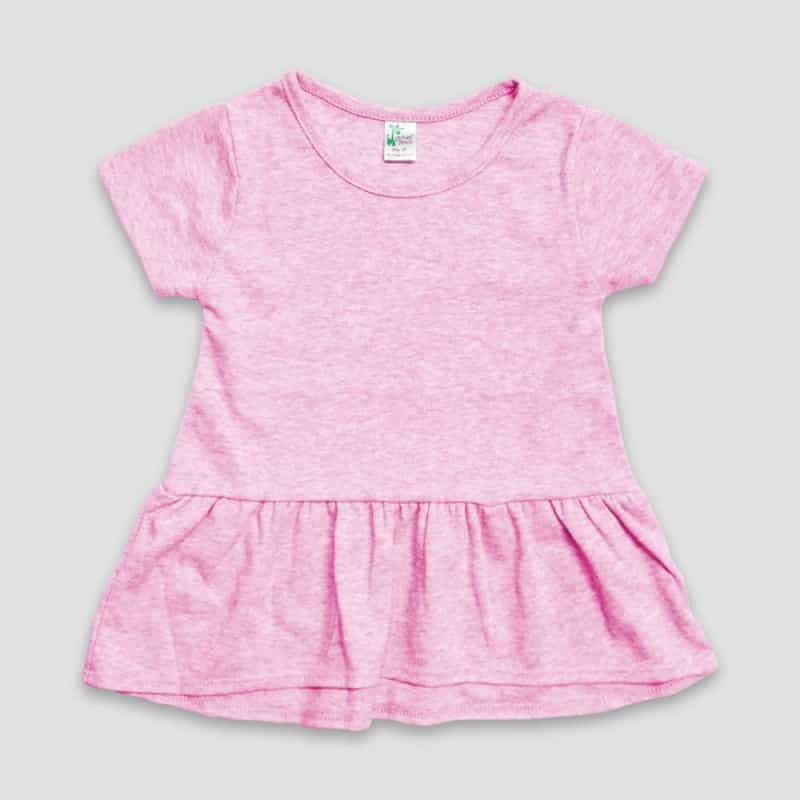Toddler Girls’ Short Sleeve Peplum Tops – Heather Gray – Polyester Cotton Blend